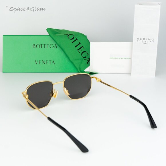 BRAND NEW Bottega Veneta BV1301S 001 Gold Grey Split Panthos Unisex Sunglasses - Picture 8 of 11